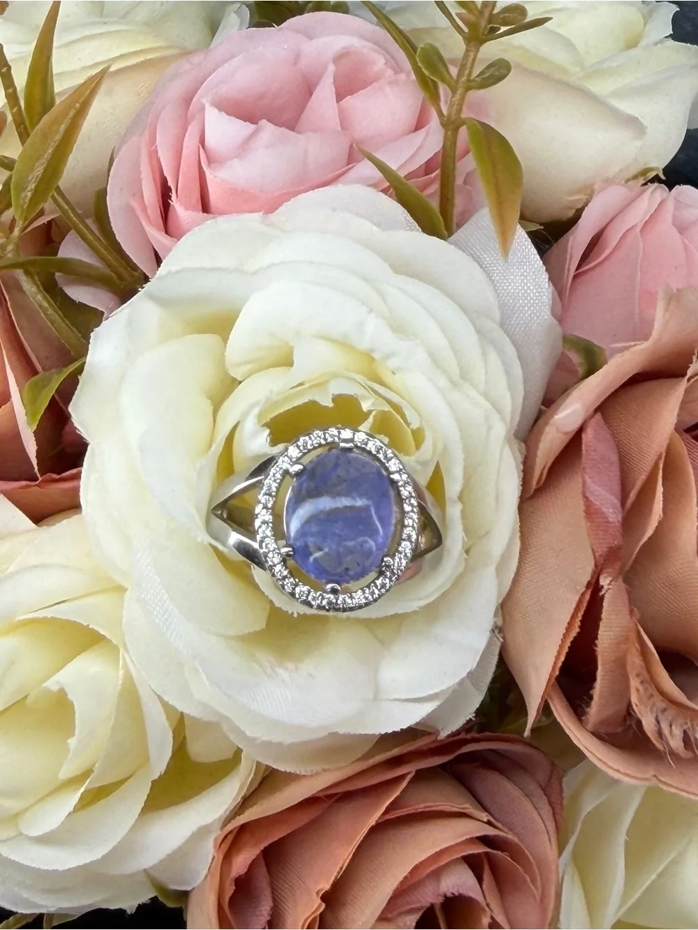 Enchanting 11x9mm Natural Blue Tanzanite 4.5CT Ring 925 Sterling Silver Size 7